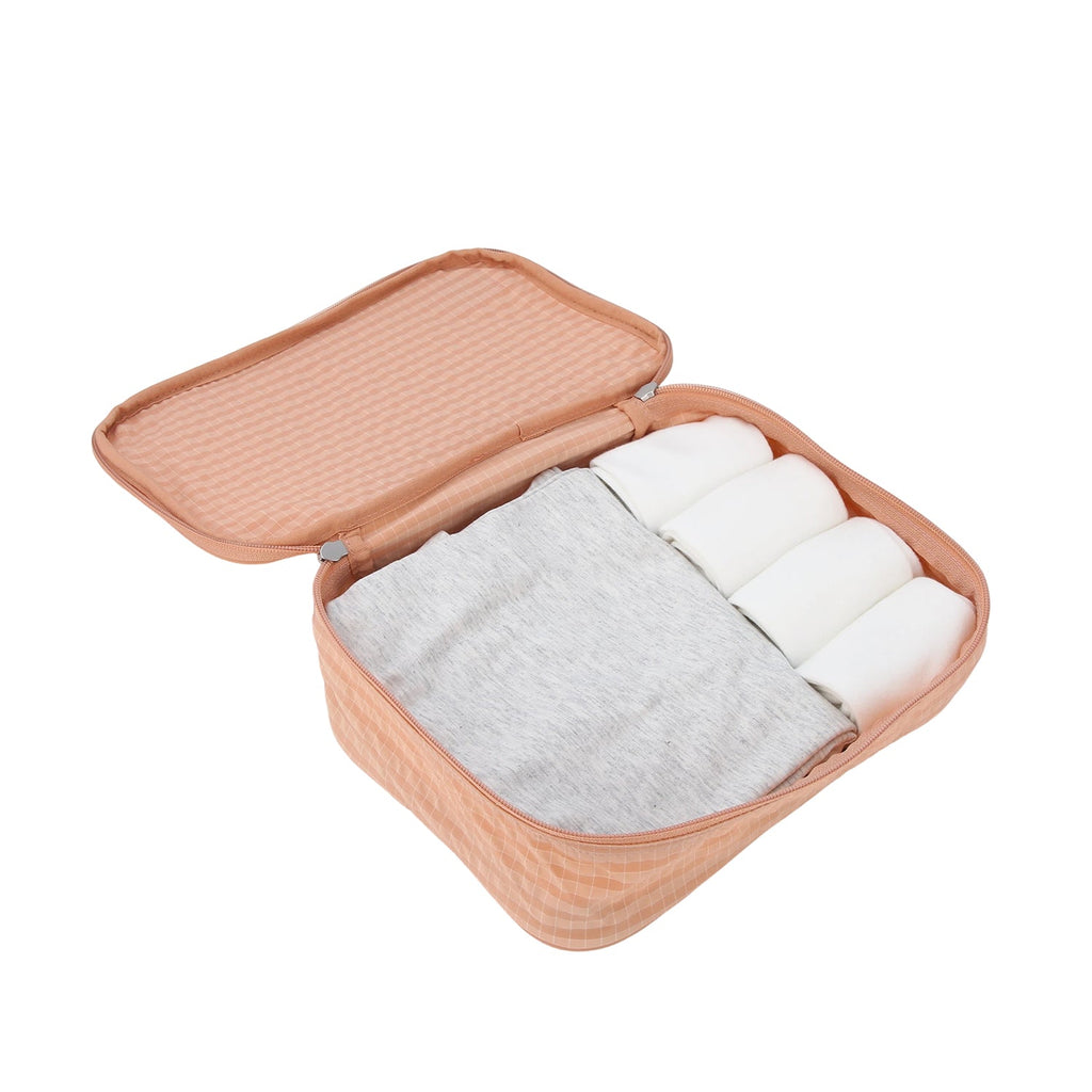 Crossing Waterproof Rayon Checked Packing Cube M - Coral