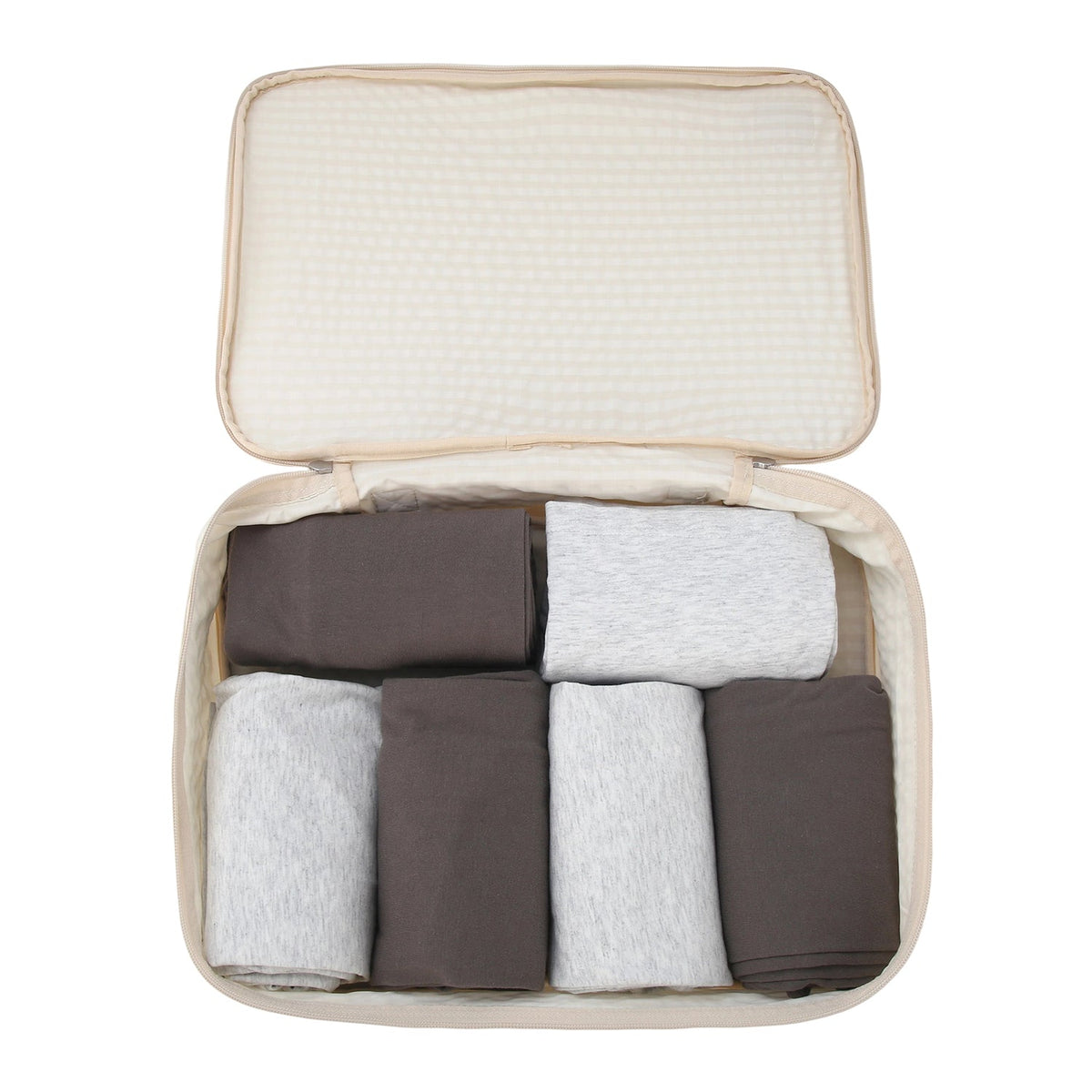 Crossing Waterproof Rayon Checked Packing Cube Set (2-Piece Set) - Beige