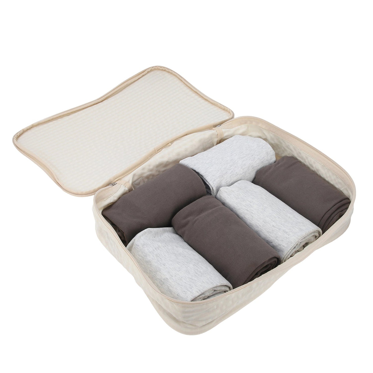 Crossing Waterproof Rayon Checked Packing Cube Set (2-Piece Set) - Beige
