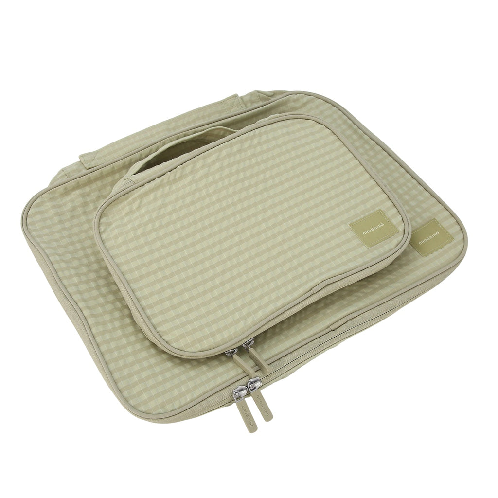 Crossing Waterproof Rayon Checked Packing Cube Set (2-Piece Set) - Green