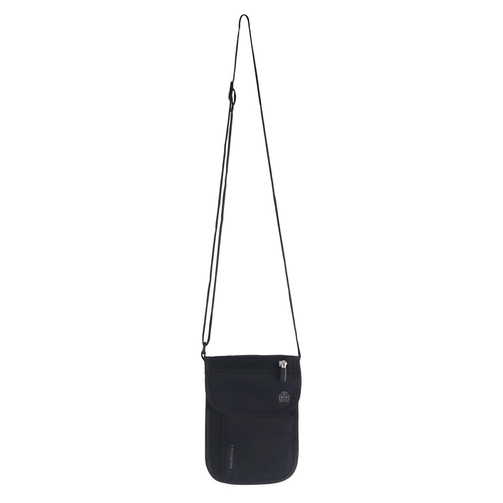 Crossing Waterproof Ripstop Nylon RFID Blocking Travel Neck Pouch - Black
