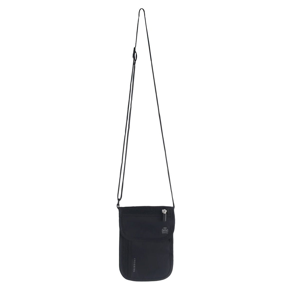 Crossing Waterproof Ripstop Nylon RFID Blocking Travel Neck Pouch - Black