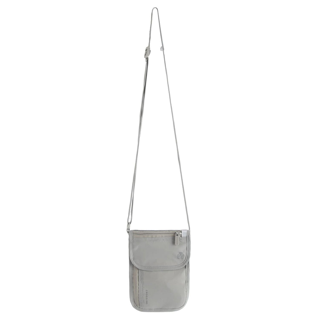 Crossing Waterproof Ripstop Nylon RFID Blocking Travel Neck Pouch - Light Grey
