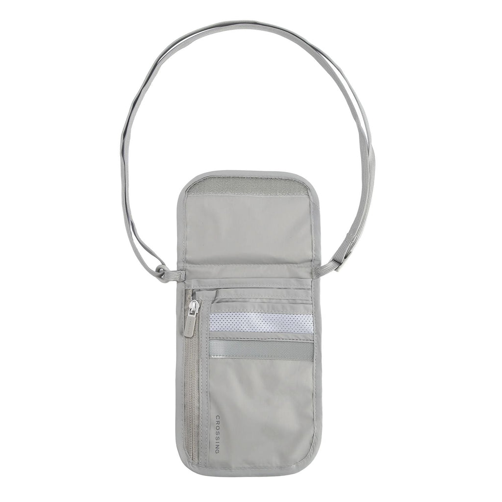 Crossing Waterproof Ripstop Nylon RFID Blocking Travel Neck Pouch - Light Grey