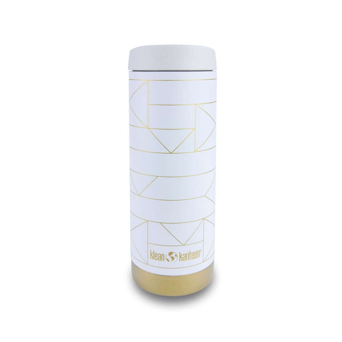 Klean Kanteen LIMITED EDITION TKWide 16oz Insulated Water Bottle With Cafe Cap - Geometric Gold On Tofu