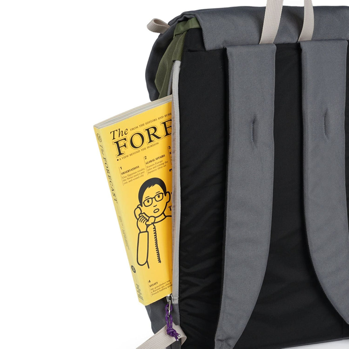 Hellolulu Saro Utility Flap Backpack M (Oil Green/Cool Gray)