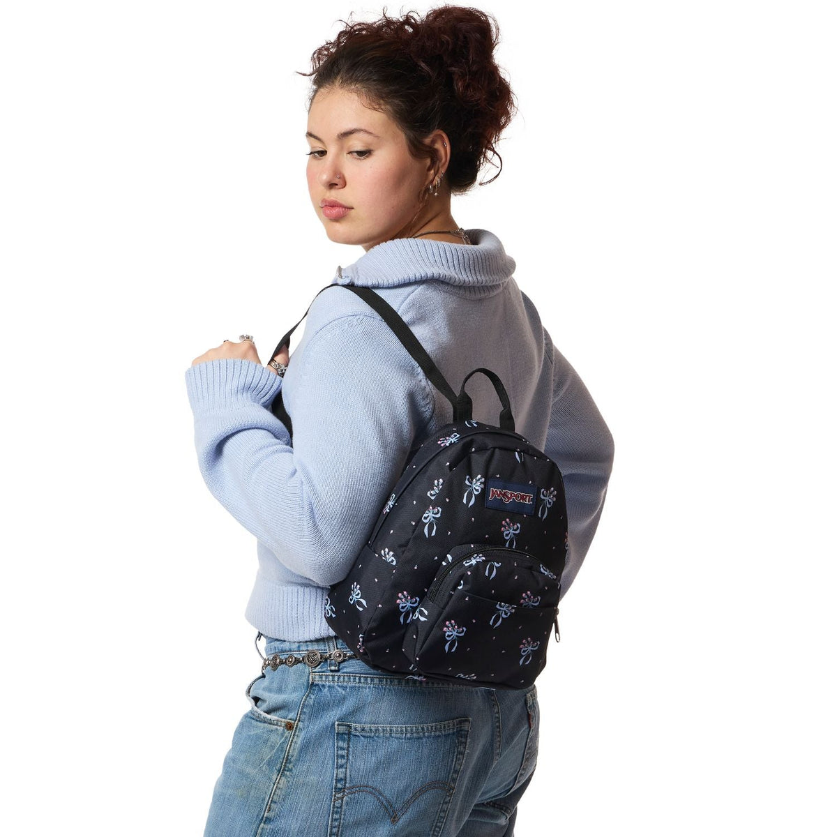 Jansport Half Pint Mini Backpack - Pastel Petals Black/Blue/Pink/Green