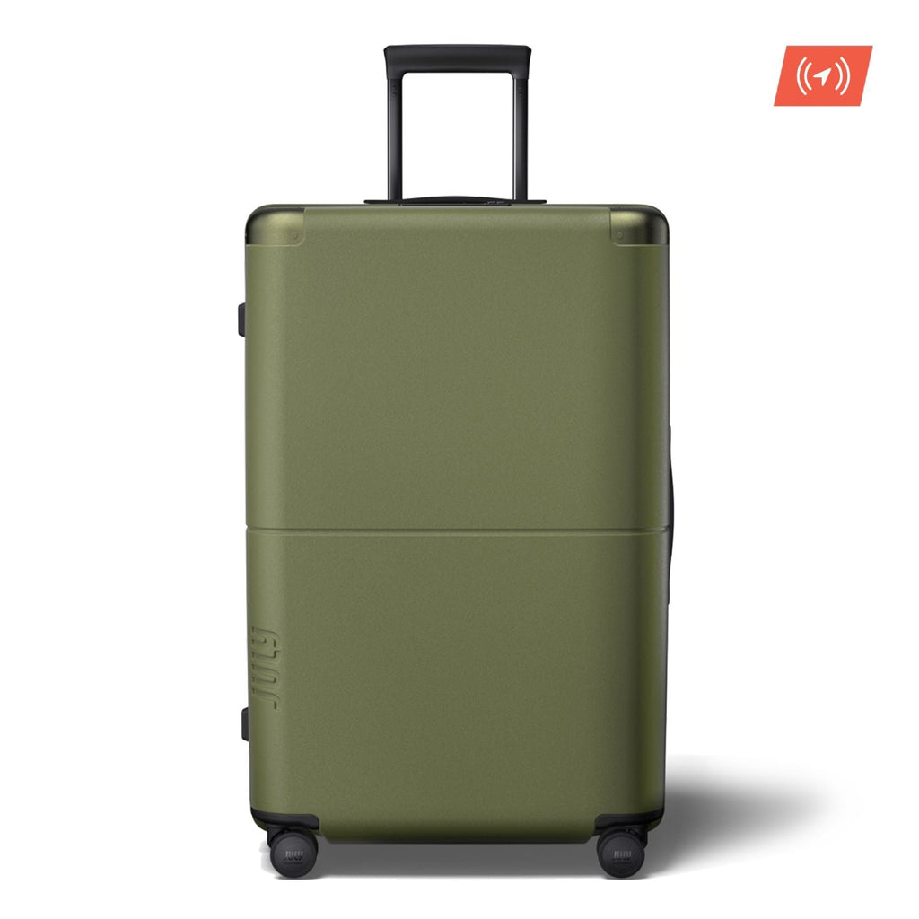 July Checked Plus Polycarbonate With Casesafe Tracking 30" Luggage - Olive