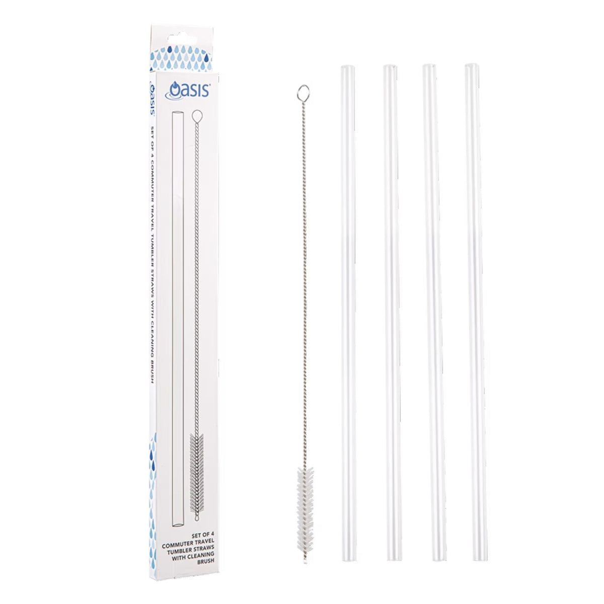 Oasis Commuter Straw Set Of 4 With Cleaning Brush