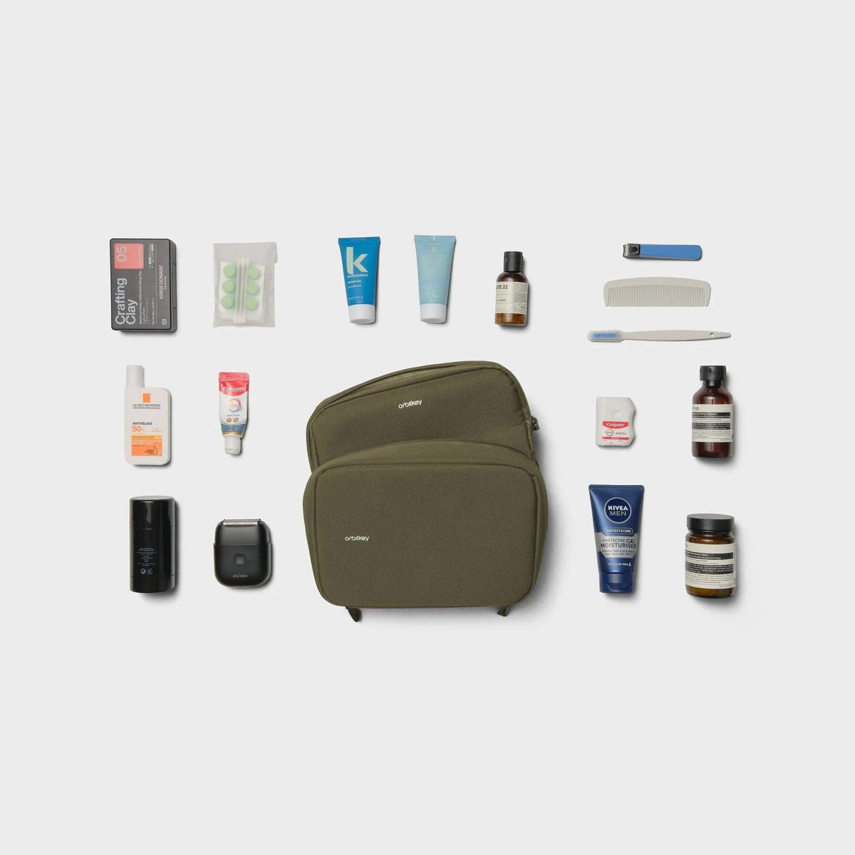 Orbitkey 2-In-1 Toiletry Pouch (Olive)