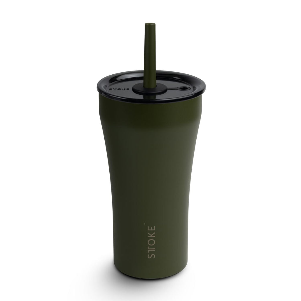STTOKE Earth Leakproof Ceramic Insulated Cup Powder Coating With Straw 20OZ - Ivy Green