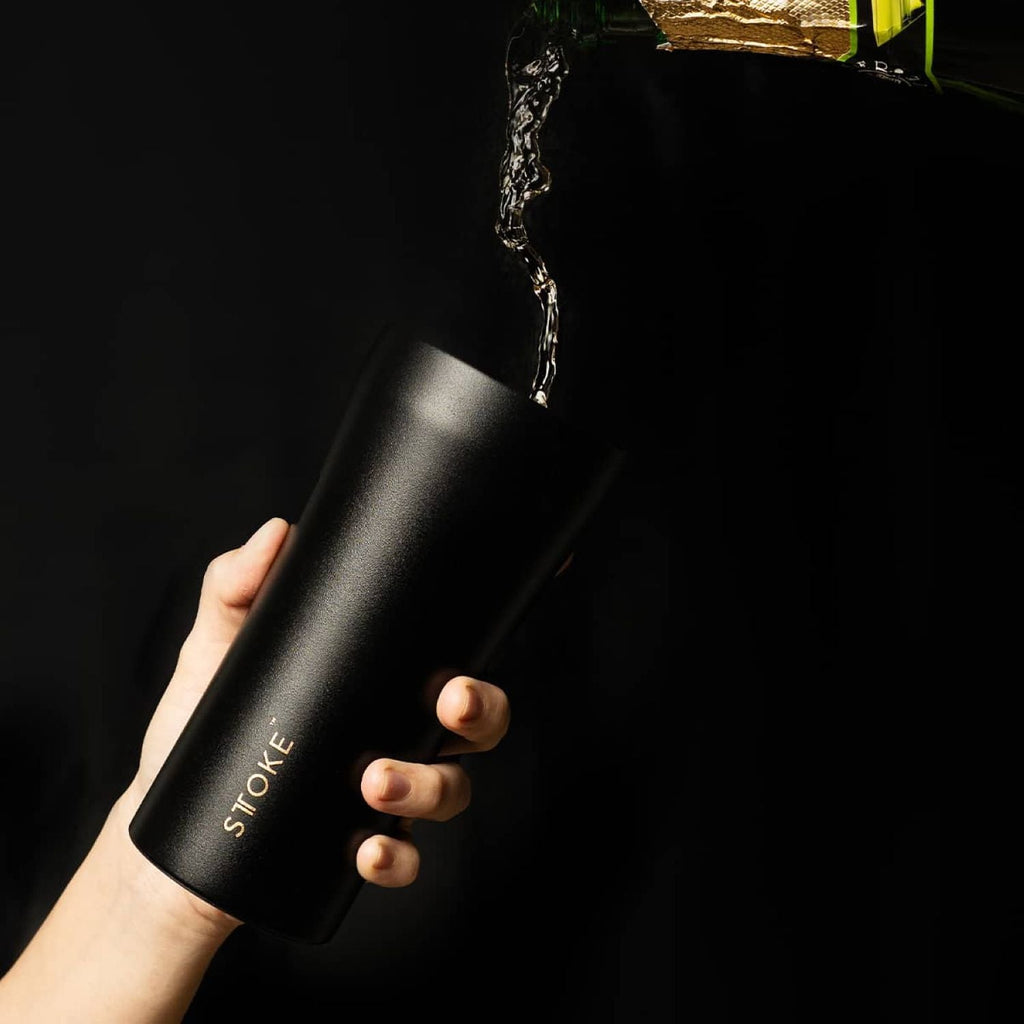 STTOKE Limited Edition 7th Anniversary Leakproof Ceramic Insulated Cup Powder Coating 16oz - Luxe Black