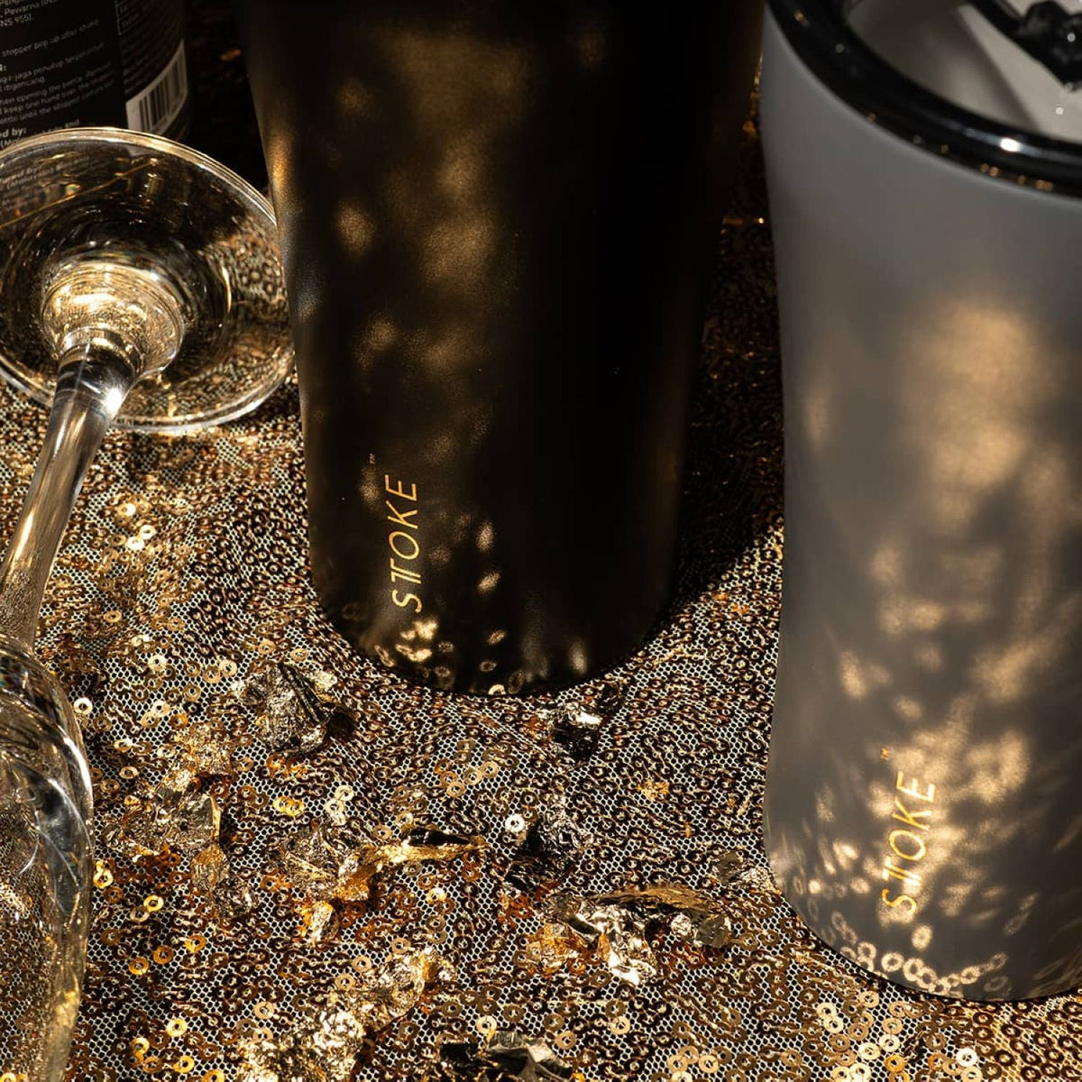 STTOKE Limited Edition 7th Anniversary Leakproof Ceramic Insulated Cup Powder Coating 16oz - Luxe Black