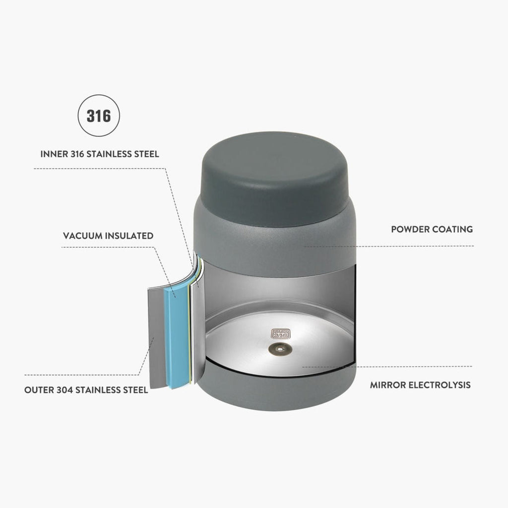 Tyeso Mellow Wide Mouth Inner S/S 316 Vacuum Insulated Food Jar 220ML - Gray