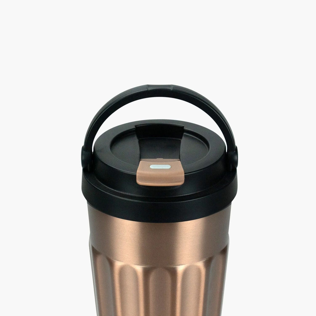 Tyeso Onyx Sipper S/S Vacuum Coffee Tumbler W Foldable Handle 400ml - Rose Gold