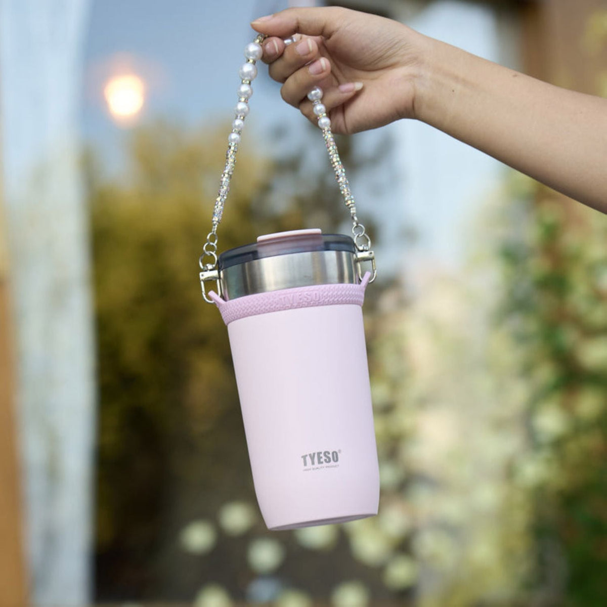 Tyeso Opaline Leakproof Flip Lid S/S Vacuum Insulated Tumbler 550ML - Pink