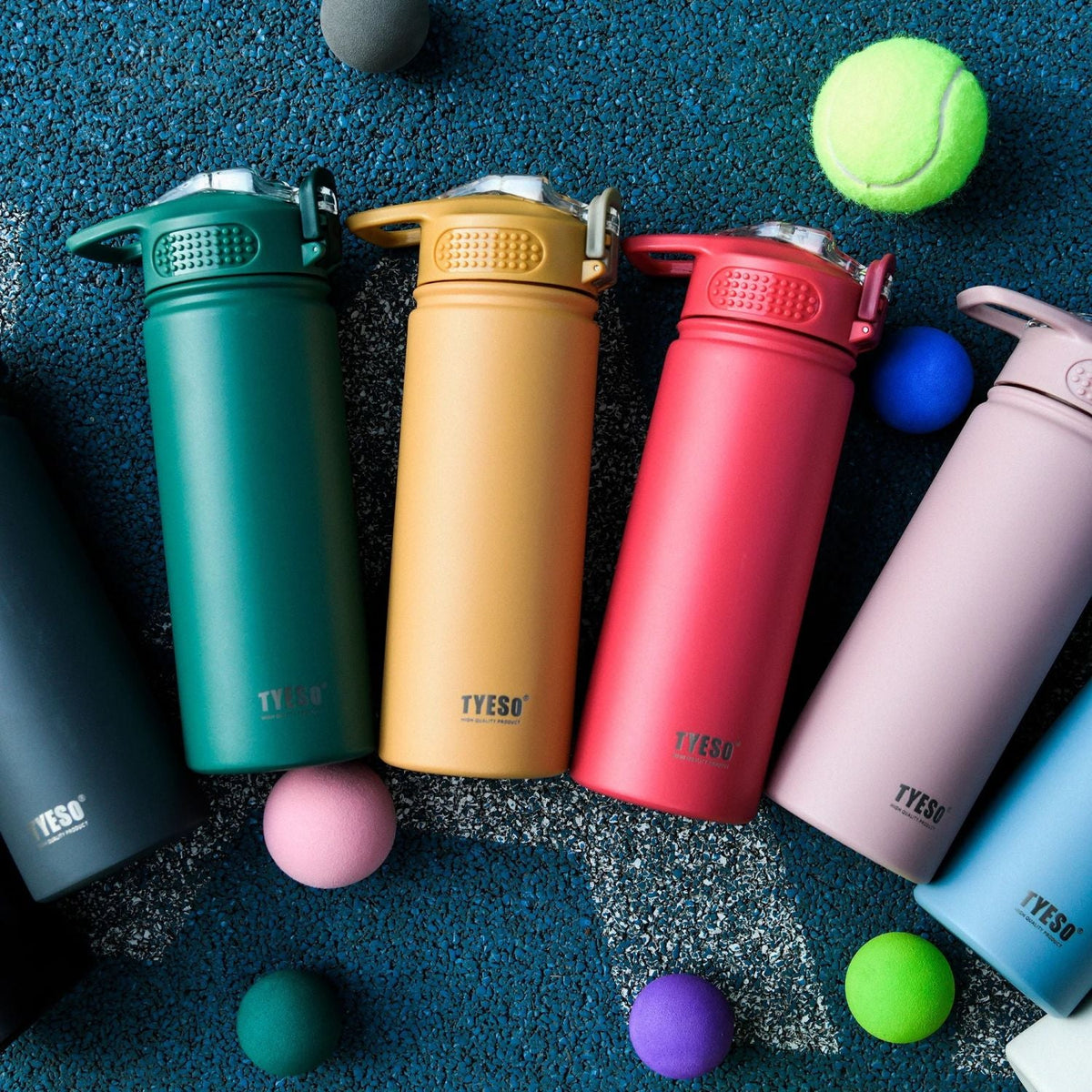 Tyeso Wander Lockable One Press Straw Flip Lid S/S Vacuum Insulated Bottle With Handle 750ml - Blue