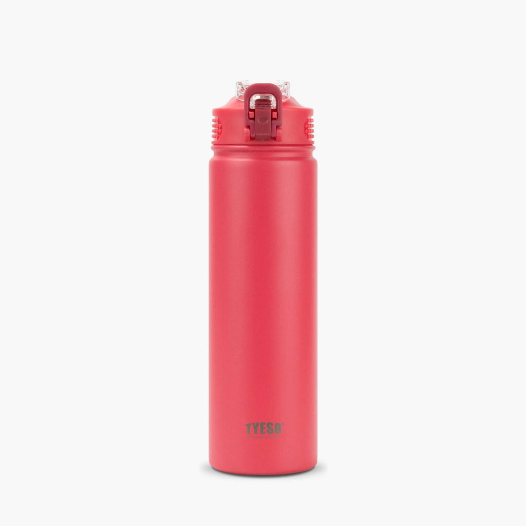 Tyeso Wander Lockable One Press Straw Flip Lid S/S Vacuum Insulated Bottle With Handle 750ml - Red