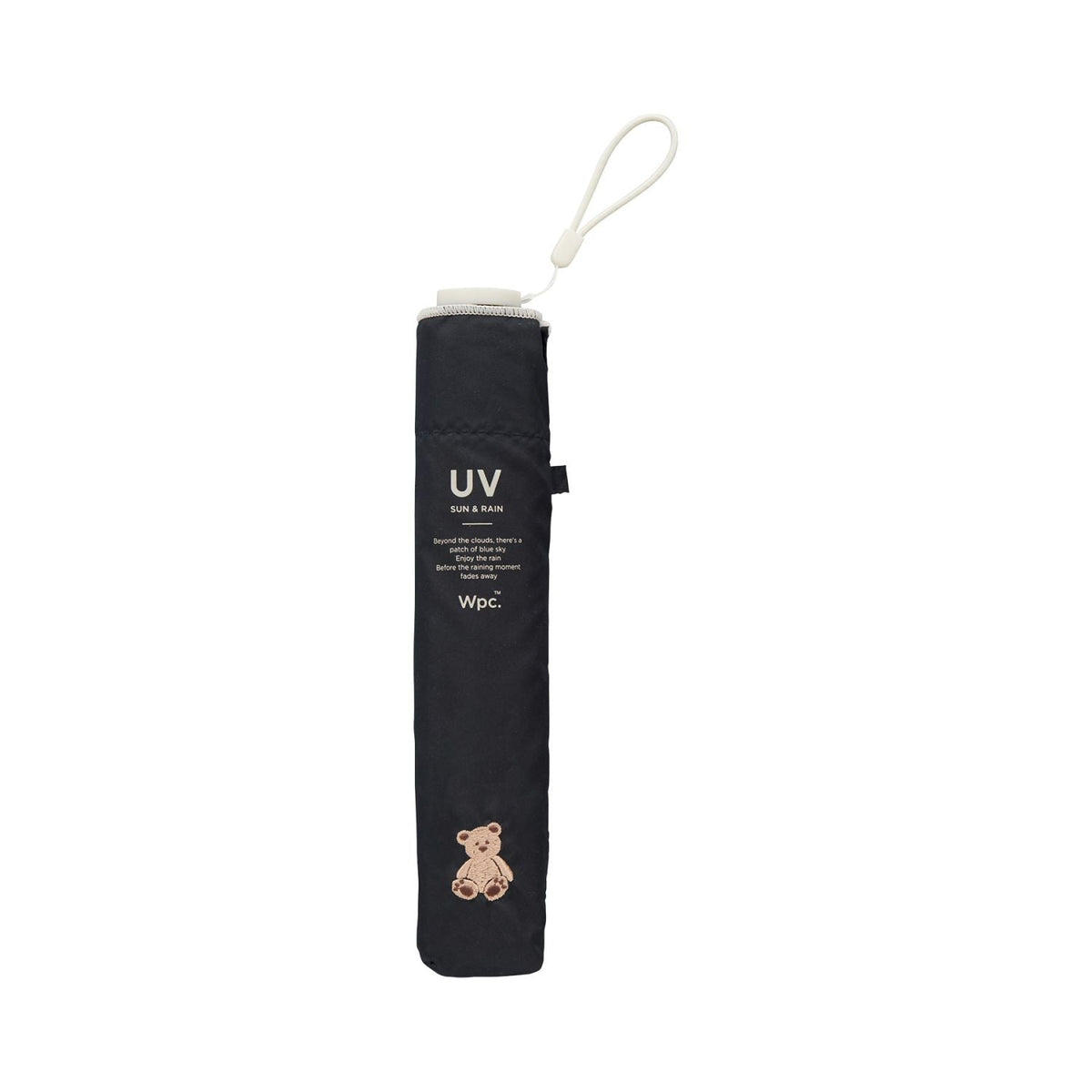 WPC Air-Light One Point Embroidery Mini Lightweight 115G UV Protection Umbrella 55cm (Black Bear)