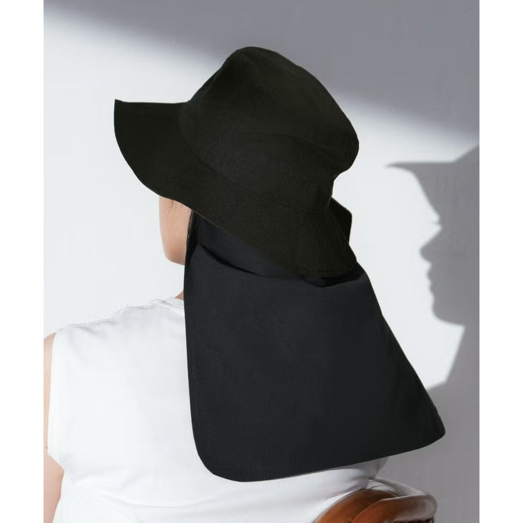 WPC Cool Touch Neck Shade Hat With UV Protection (Black)