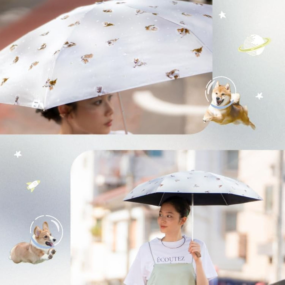 WPC Hikouken UV Protection Upf 50+ Umbrella 49cm (Light Grey)