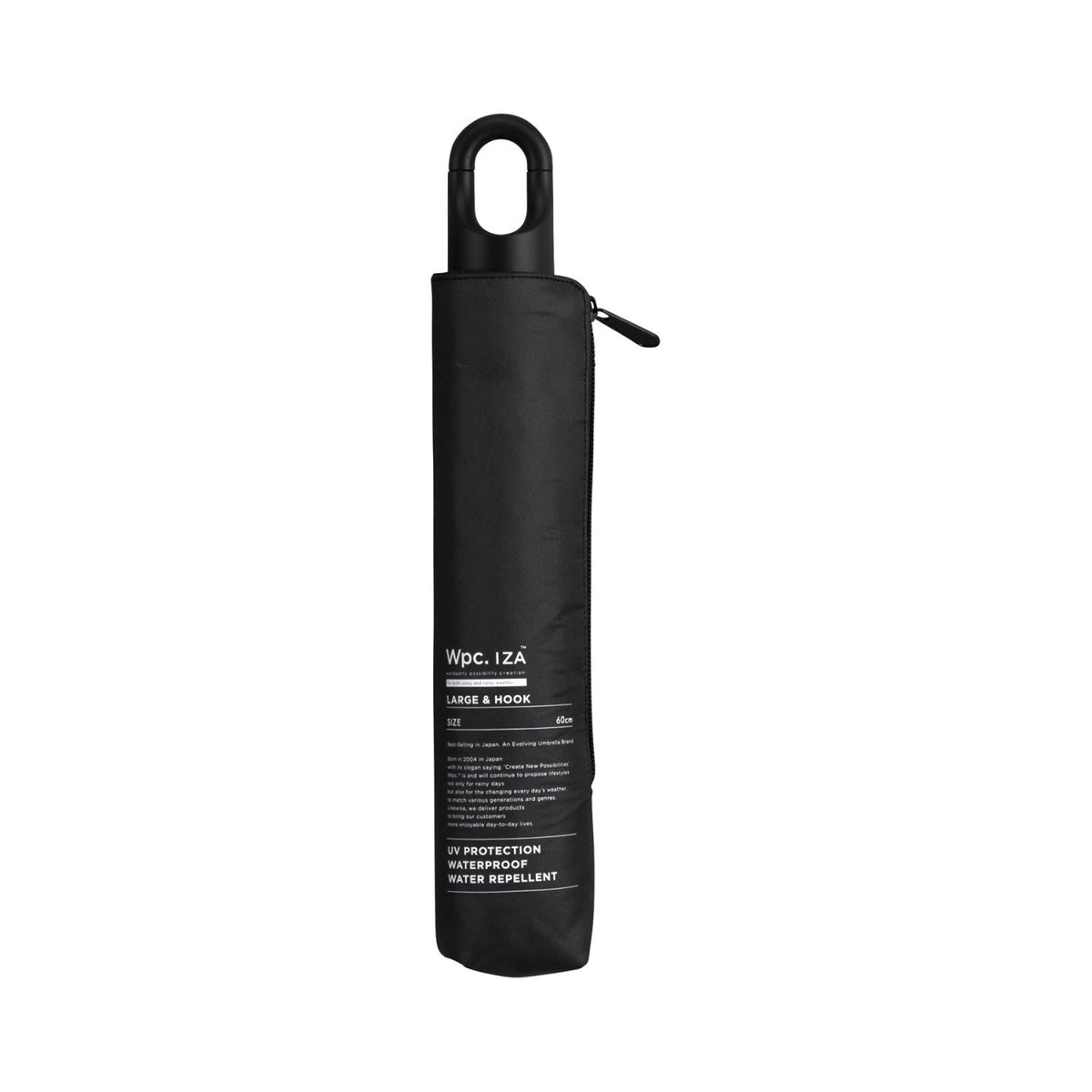 WPC IZA Large & Hook UV Protection UPF 50+  Folding Umbrella 55cm (Black)