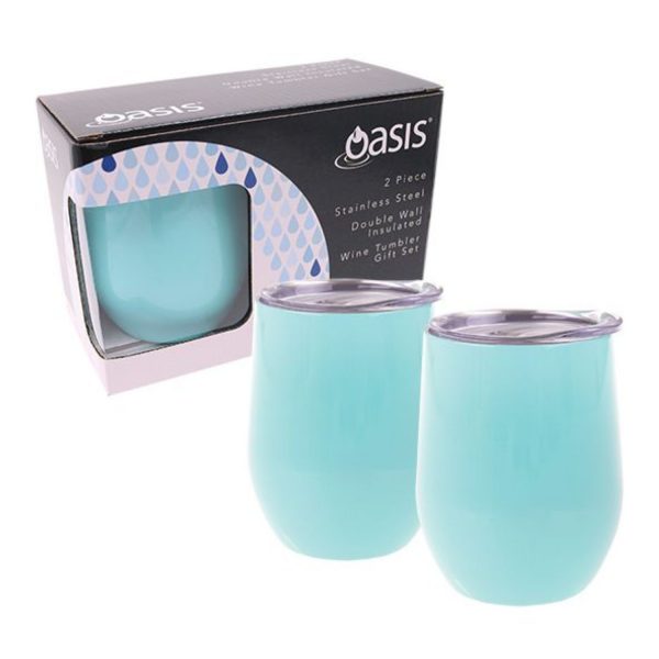 Oasis 2 Piece Insulated Wine Glass Tumbler Gift Set Spearmint