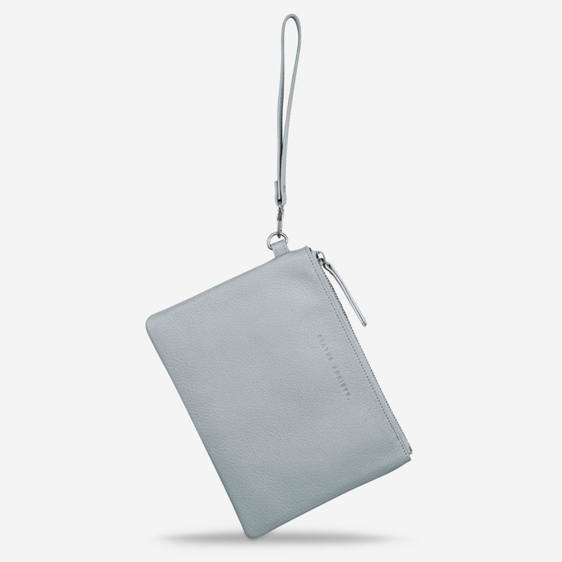 Status Anxiety Fixation Italian Leather Clutch Arctic Grey Seager Inc