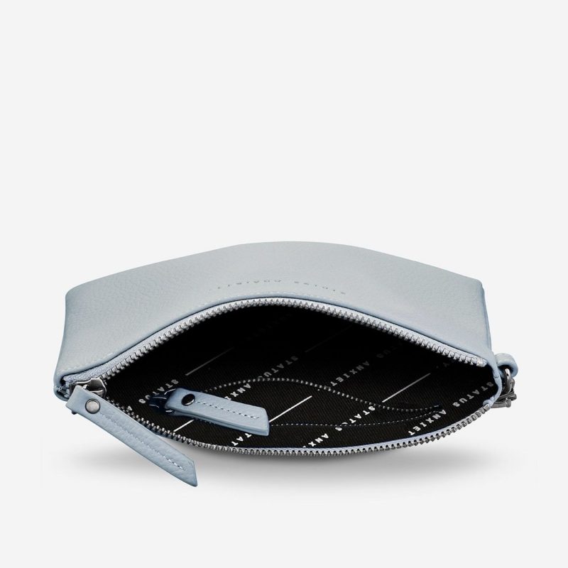 Status Anxiety Fixation Italian Leather Clutch Arctic Grey Seager Inc
